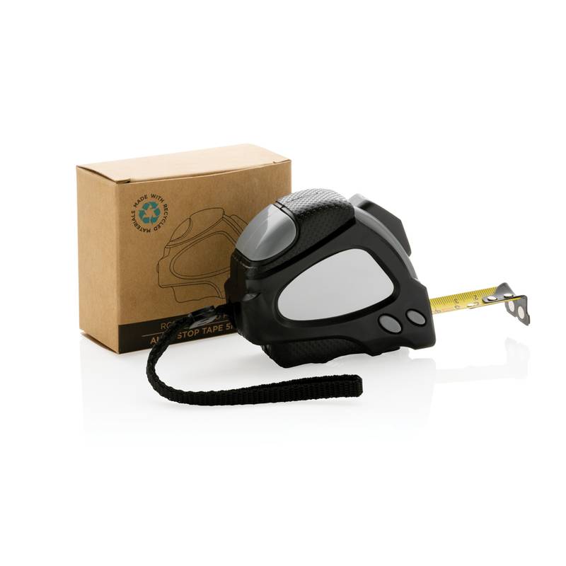 Svinovací metr Auto stop 5m/19mm z RCS recykl. plastu, černá Svinovací metr Auto stop 5m/19mm z RCS recykl. plastu, černá