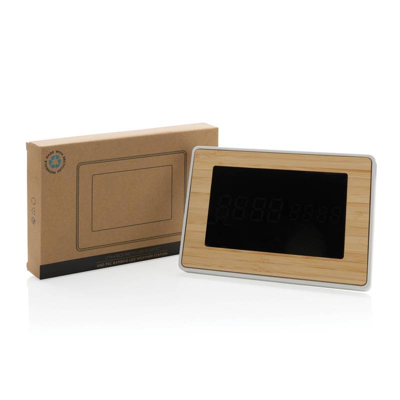 LED meteostanice Utah z RCS rec. plastu a FSC® bambusu, hnědá LED meteostanice Utah z RCS rec. plastu a FSC® bambusu, hnědá