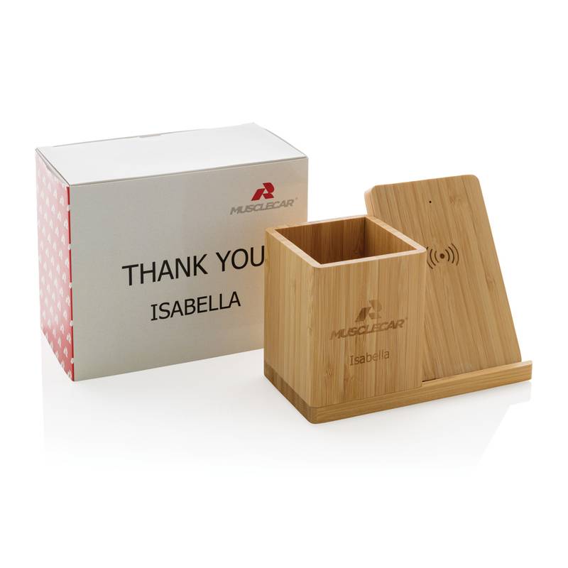 Bezdrôtová nabíjačka Calgary 10W z FSC® bambusu, hnedá Bezdrôtová nabíjačka Calgary 10W z FSC® bambusu, hnedá