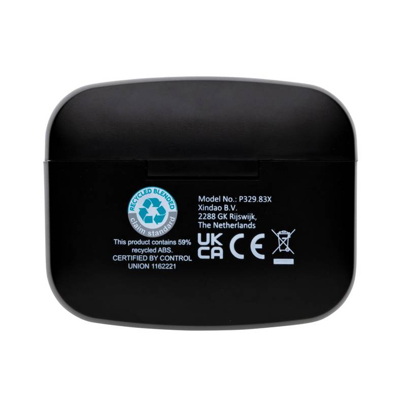 Swiss Peak TWS sluchátka s ANC z RCS recyklovaného plastu, černá Swiss Peak TWS sluchátka s ANC z RCS recyklovaného plastu, černá