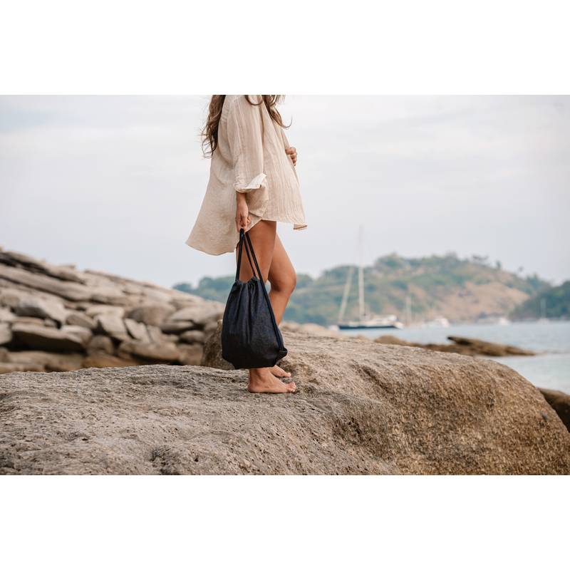 Šňůrkový batoh Impact z recyklovaného denimu AWARE™, modrá Šňůrkový batoh Impact z recyklovaného denimu AWARE™, modrá