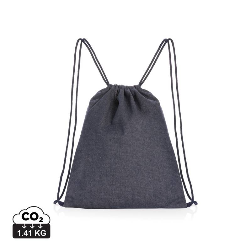 Šnúrkový batoh Impact z recyklovaného denimu AWARE™, modrá Šnúrkový batoh Impact z recyklovaného denimu AWARE™, modrá
