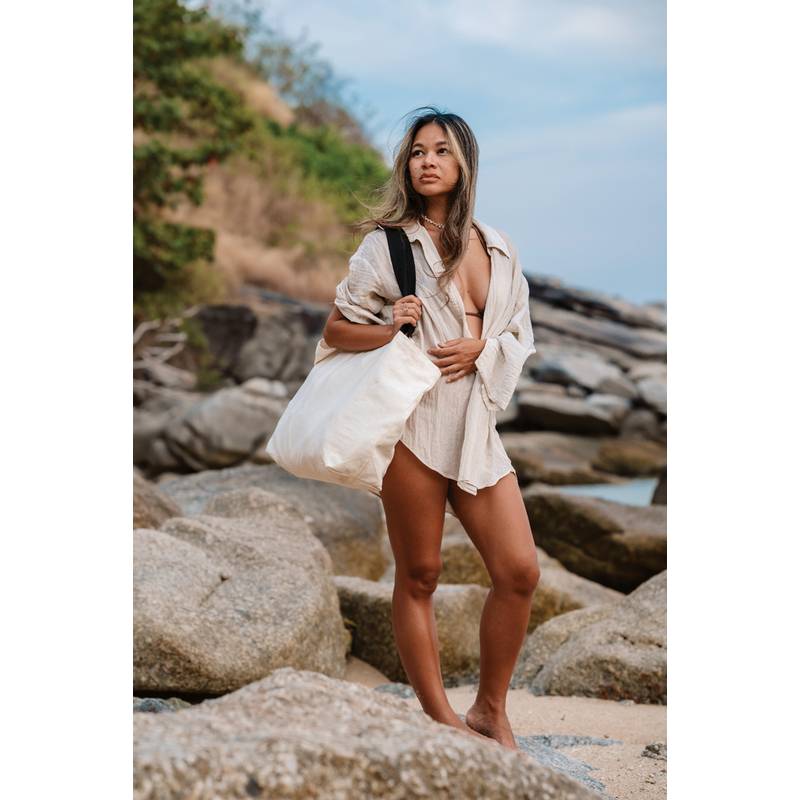 Nefarbená veľká taška Impact z 240g recykl. canvas AWARE™, biela Nefarbená veľká taška Impact z 240g recykl. canvas AWARE™, biela