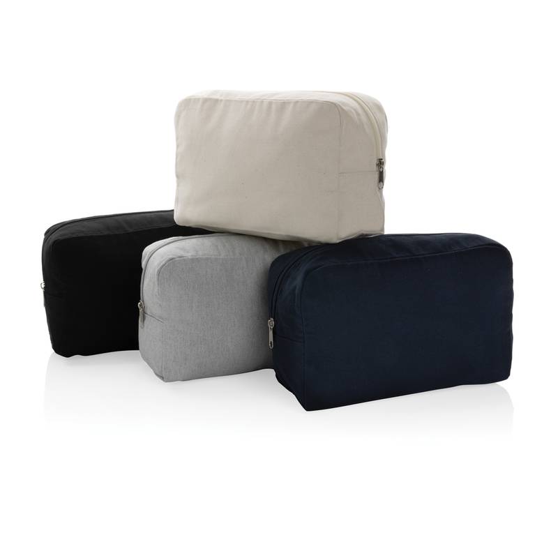 Nefarbená toaletná taška Impact z 285g recykl. canvas AWARE™, sivá Nefarbená toaletná taška Impact z 285g recykl. canvas AWARE™, sivá