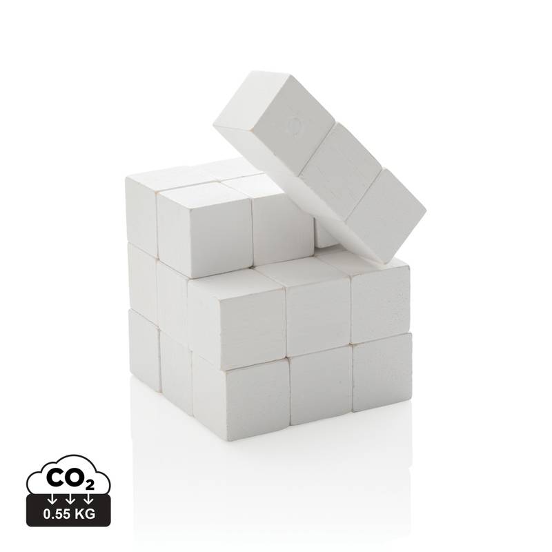 FSC® dřevěný hlavolam v sáčku, bílá FSC® dřevěný hlavolam v sáčku, bílá