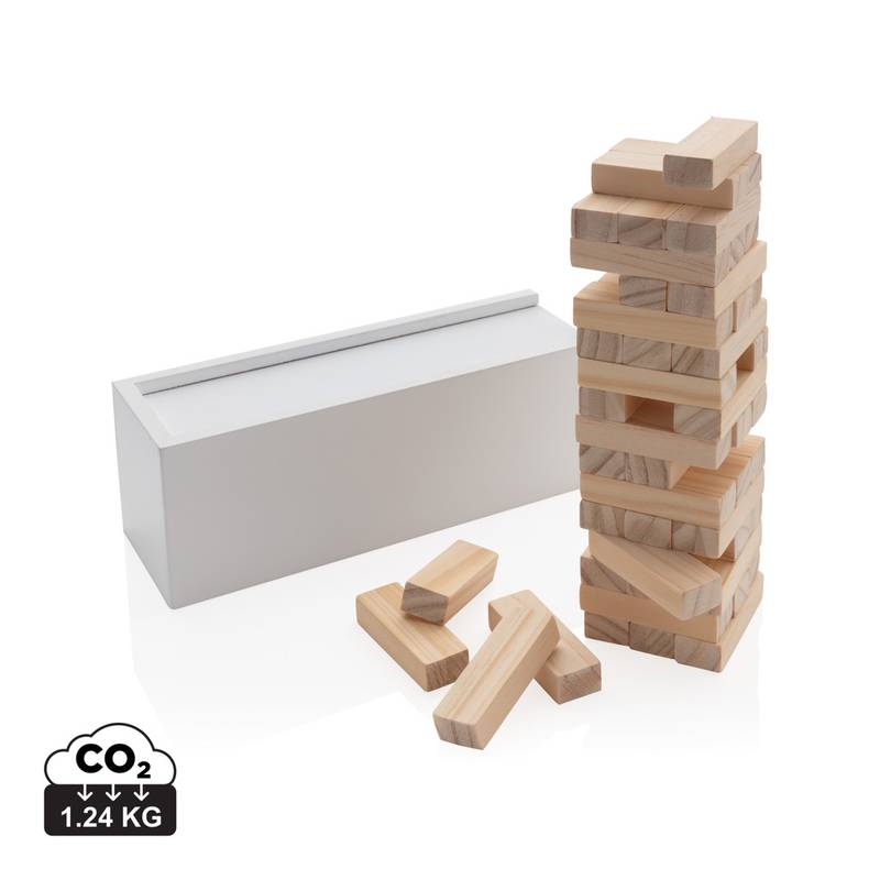 FSC® skladacia veža z drevených kvádrov v krabičke, biela FSC® skladacia veža z drevených kvádrov v krabičke, biela
