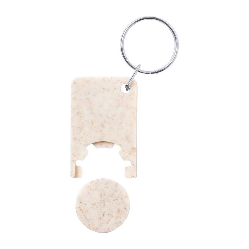 Prook přívěšek na klíče s žetonem do vozíku, hnědá přírodní Prook přívěšek na klíče s žetonem do vozíku, hnědá přírodní