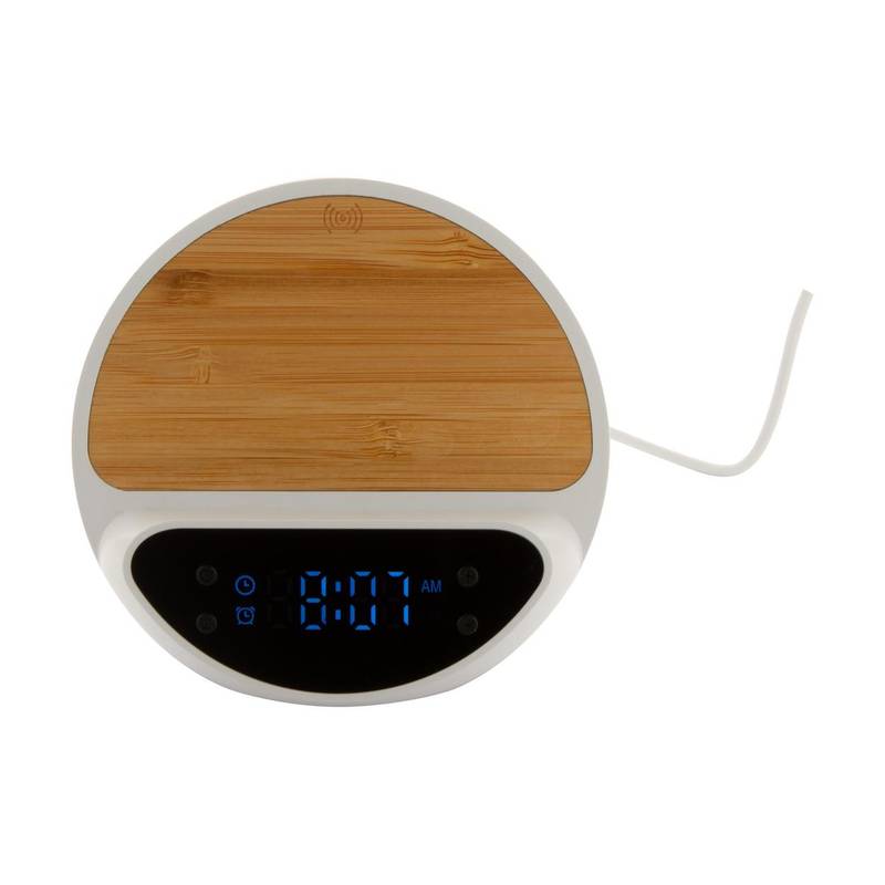 Rabolarm bezdrátová nabíječka s budíkem, bílá Rabolarm bezdrátová nabíječka s budíkem, bílá
