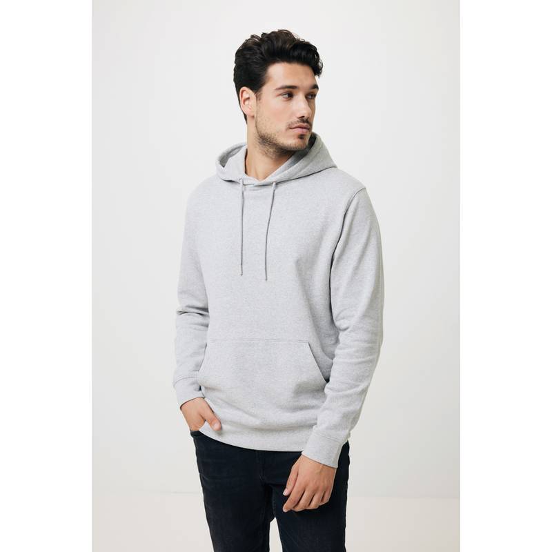 Nebarvená mikina s kapucí Iqoniq Torres z recykl. bavlny, šedá, L Nebarvená mikina s kapucí Iqoniq Torres z recykl. bavlny, šedá, L