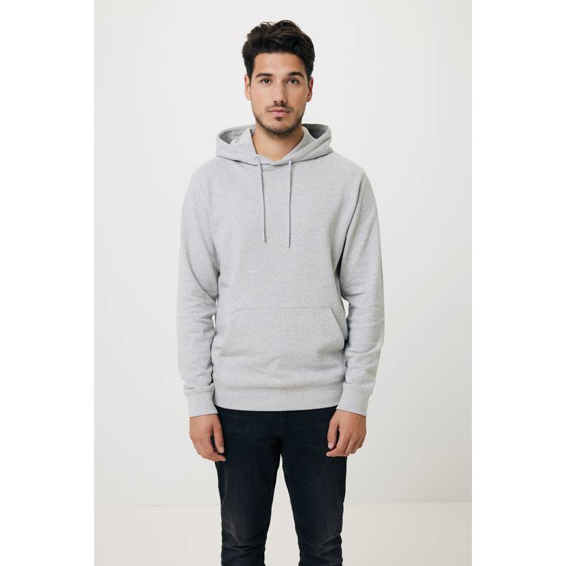 Nebarvená mikina s kapucí Iqoniq Torres z recykl. bavlny, šedá, L Nebarvená mikina s kapucí Iqoniq Torres z recykl. bavlny, šedá, L