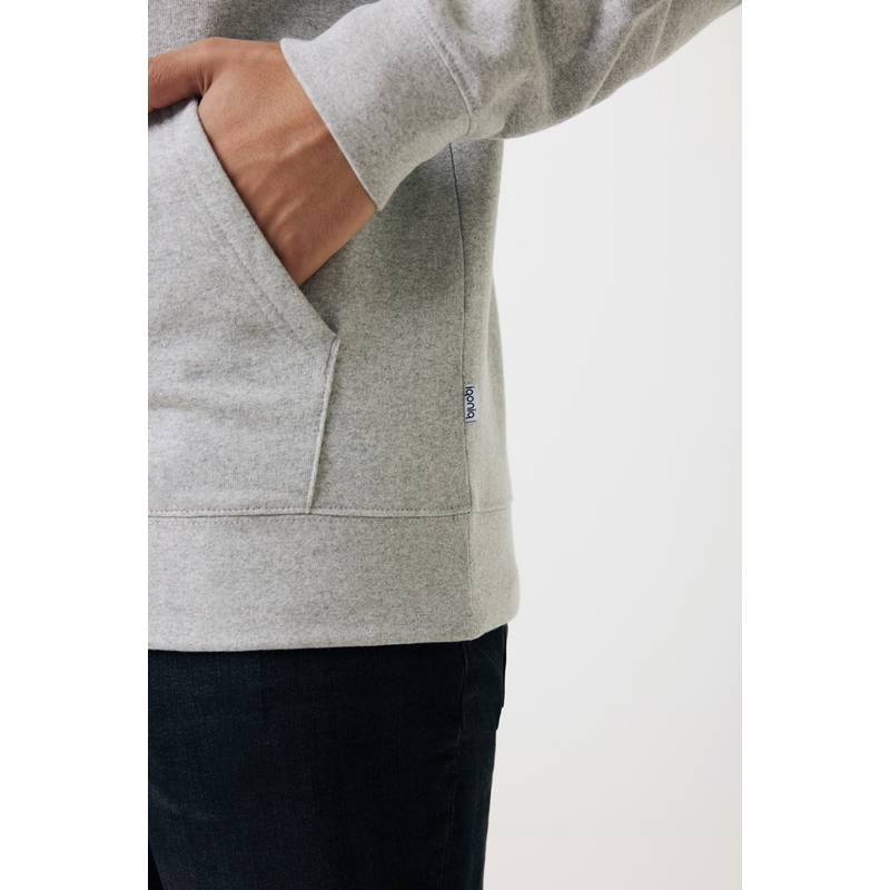 Nebarvená mikina s kapucí Iqoniq Torres z recykl. bavlny, šedá, L Nebarvená mikina s kapucí Iqoniq Torres z recykl. bavlny, šedá, L