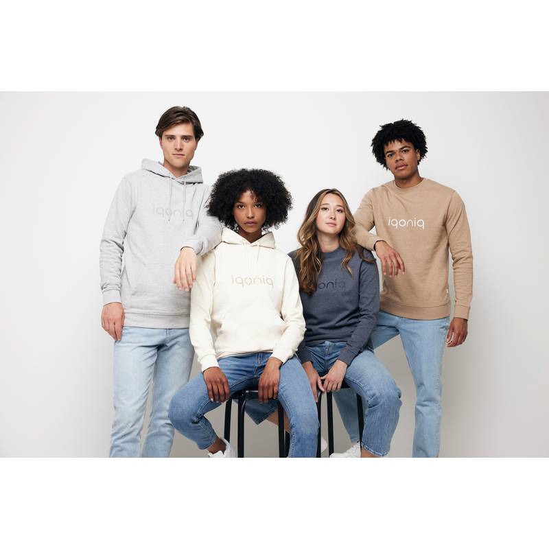 Nebarvená mikina s kapucí Iqoniq Torres z recykl. bavlny, šedá, L Nebarvená mikina s kapucí Iqoniq Torres z recykl. bavlny, šedá, L