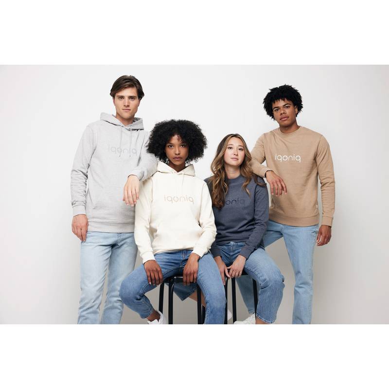 Nebarvená mikina s kapucí Iqoniq Torres z recykl. bavlny, šedá, L Nebarvená mikina s kapucí Iqoniq Torres z recykl. bavlny, šedá, L