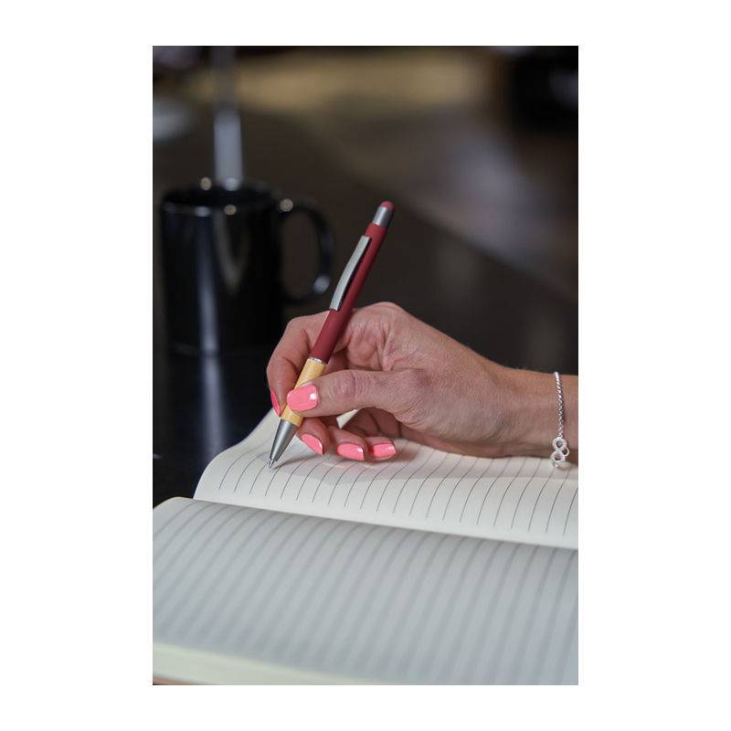 Kuličkové pero s bambusovou rukojetí, červená bordó Kuličkové pero s bambusovou rukojetí, červená bordó