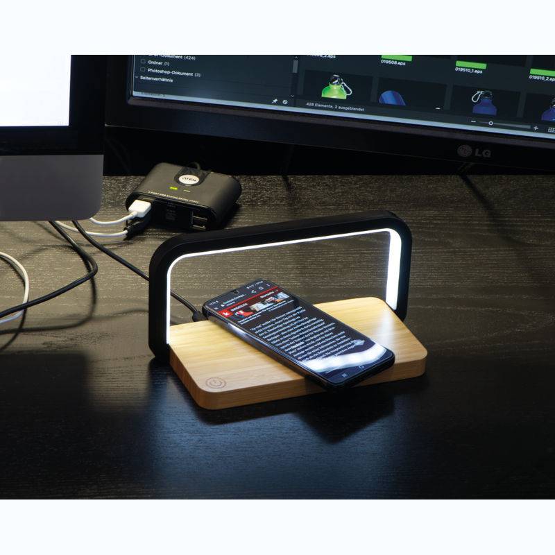 Bambusová indukční nabíječka, hnědá béžová Bambusová indukční nabíječka, hnědá béžová