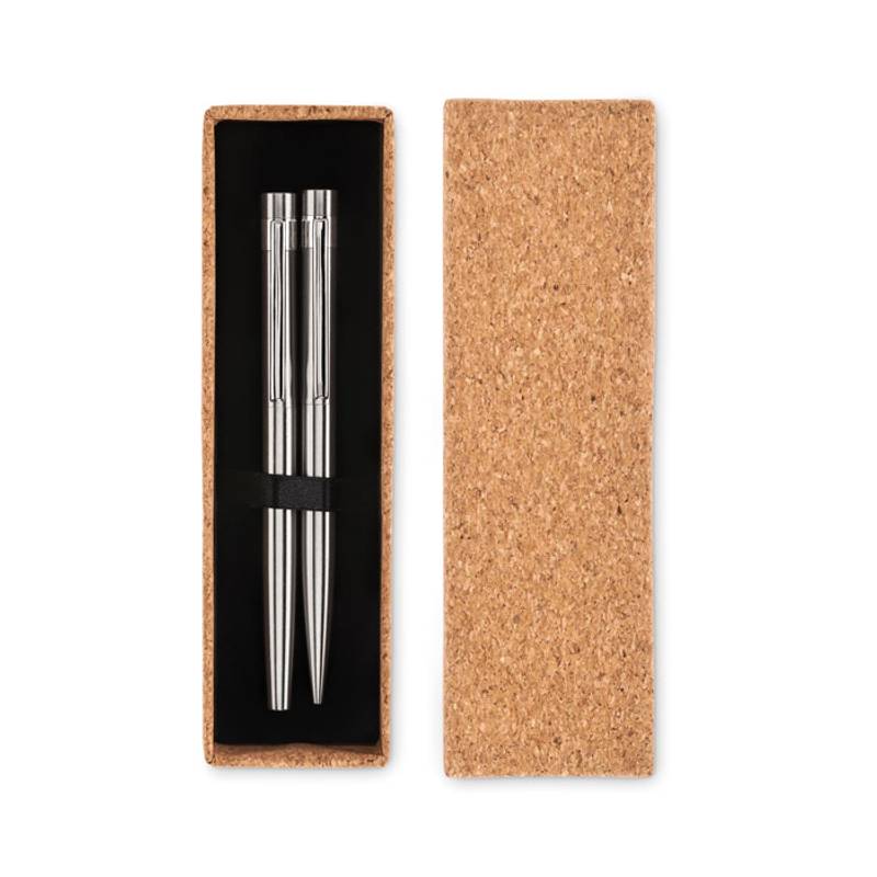 GRAZ SET Kovové kuličkové pero a roller, šedá stříbrná matná GRAZ SET Kovové kuličkové pero a roller, šedá stříbrná matná