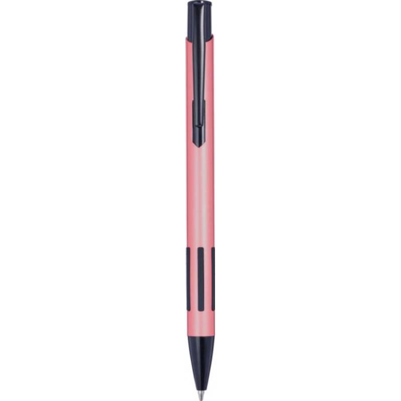 Kovové guľôčkové pero s gumovým úchytom, ružová Kovové guľôčkové pero s gumovým úchytom, ružová