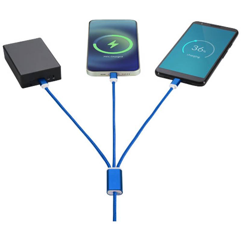 Nabíjací kábel 5v1 s dvojitým vstupom Versatile, modrá Nabíjací kábel 5v1 s dvojitým vstupom Versatile, modrá