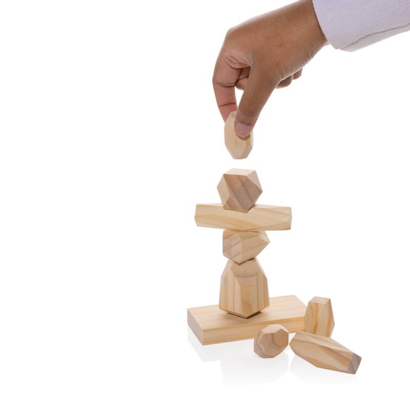 Dřevěné balanční kameny Ukiyo Crios v pouzdře, hnědá Dřevěné balanční kameny Ukiyo Crios v pouzdře, hnědá