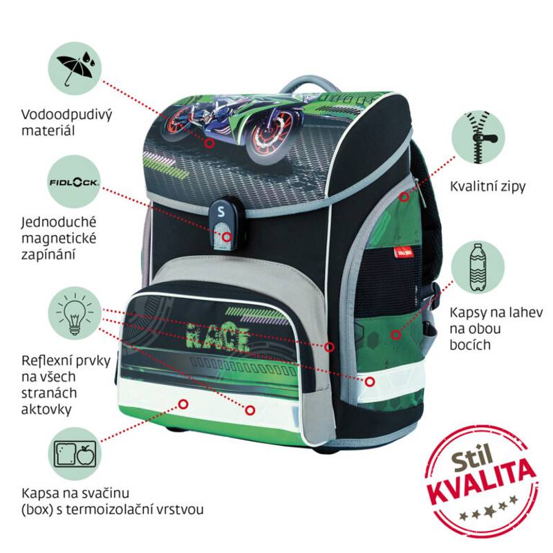 Školská aktovka Moto Race, viacfarebná Školská aktovka Moto Race, viacfarebná