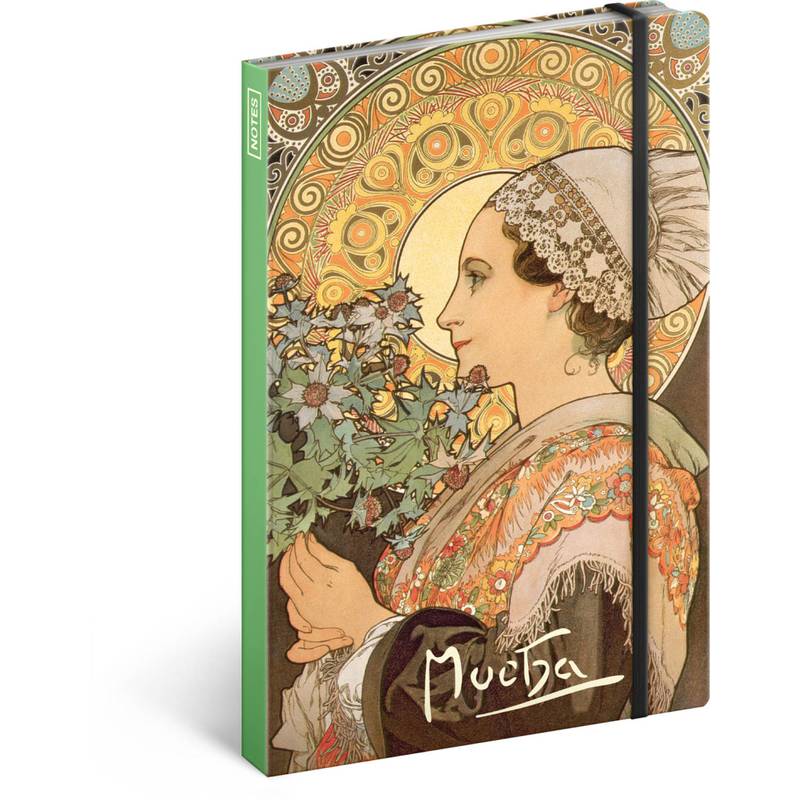 Notes Alfons Mucha – Dáma, linkovaný, 11 × 16 cm Notes Alfons Mucha – Dáma, linkovaný, 11 × 16 cm