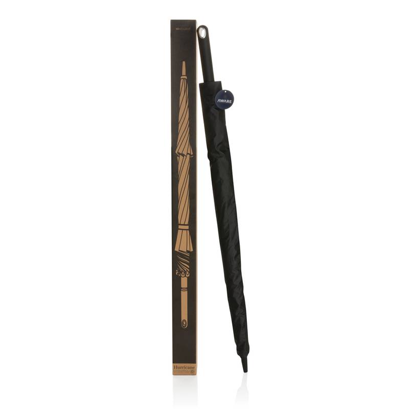 27" dáždnik Hurricane z RPET AWARE™, čierna 27" dáždnik Hurricane z RPET AWARE™, čierna
