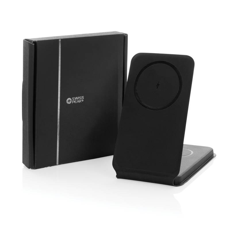 Magnetická bezdrôtová nabíjačka 3v1 Swiss Peak 15W z RCS PU, čierna Magnetická bezdrôtová nabíjačka 3v1 Swiss Peak 15W z RCS PU, čierna