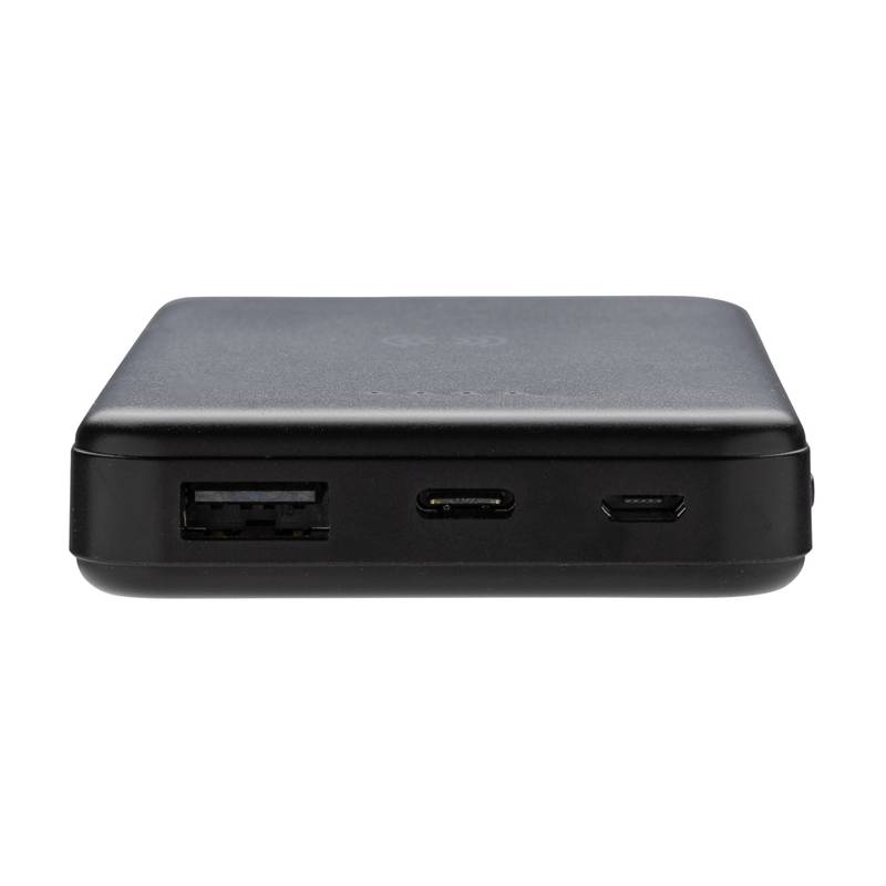 Bezdrôtová powerbanka 5000 mAh 5W z RCS recyklovaného plastu, čierna Bezdrôtová powerbanka 5000 mAh 5W z RCS recyklovaného plastu, čierna