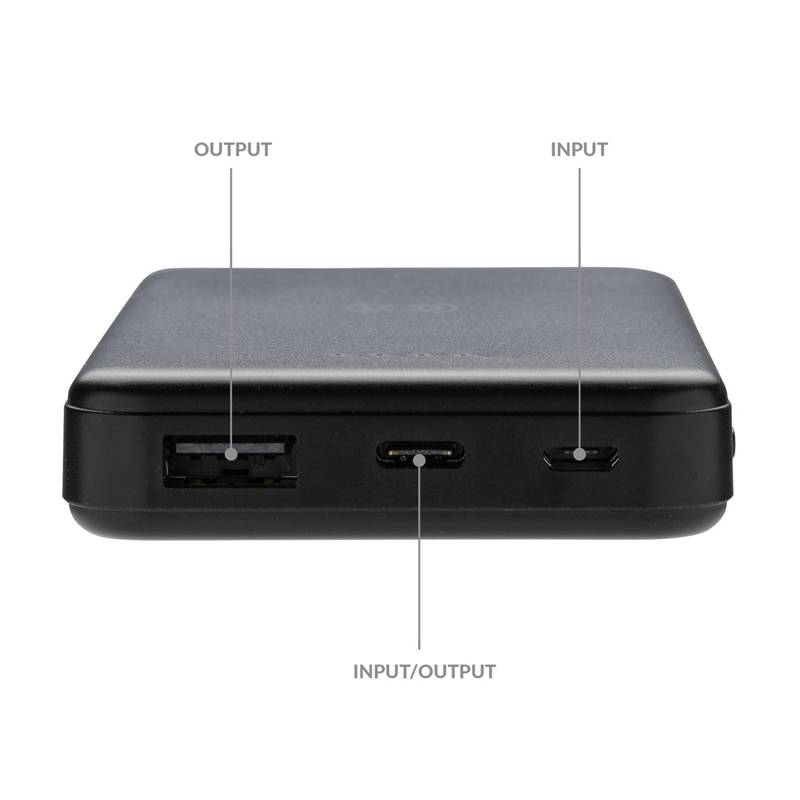 Bezdrôtová powerbanka 5000 mAh 5W z RCS recyklovaného plastu, čierna Bezdrôtová powerbanka 5000 mAh 5W z RCS recyklovaného plastu, čierna