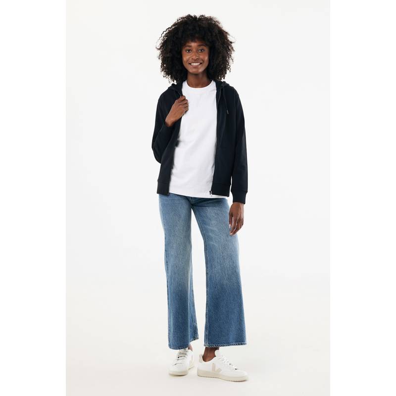 Mikina na zip s kapucí Iqoniq Abisko z recyklované bavlny, černá, L Mikina na zip s kapucí Iqoniq Abisko z recyklované bavlny, černá, L