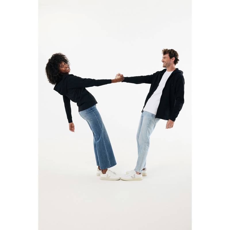 Mikina na zip s kapucí Iqoniq Abisko z recyklované bavlny, černá, L Mikina na zip s kapucí Iqoniq Abisko z recyklované bavlny, černá, L