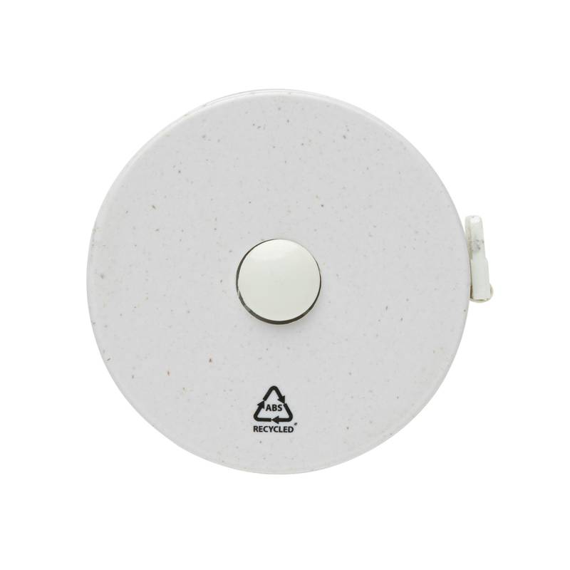 Krejčovský metr z RCS recyklovaného plastu a bambusu, bílá - hnědá Krejčovský metr z RCS recyklovaného plastu a bambusu, bílá - hnědá