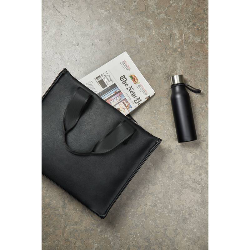 Tote bag VINGA Bermond z RCS recyklovanej PU, čierna Tote bag VINGA Bermond z RCS recyklovanej PU, čierna