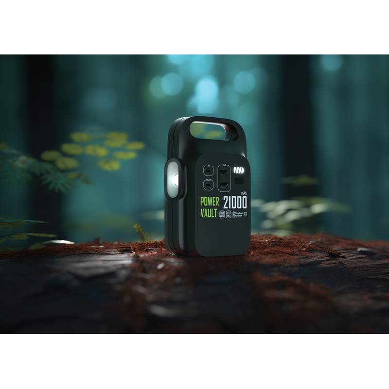 Prenosná nabíjacia stanica Power Vault 21000mAh z RCS RPET, čierna Prenosná nabíjacia stanica Power Vault 21000mAh z RCS RPET, čierna