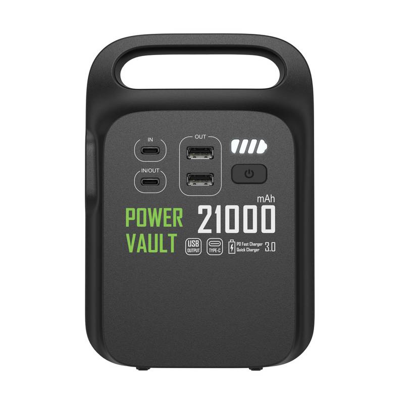 Prenosná nabíjacia stanica Power Vault 21000mAh z RCS RPET, čierna Prenosná nabíjacia stanica Power Vault 21000mAh z RCS RPET, čierna