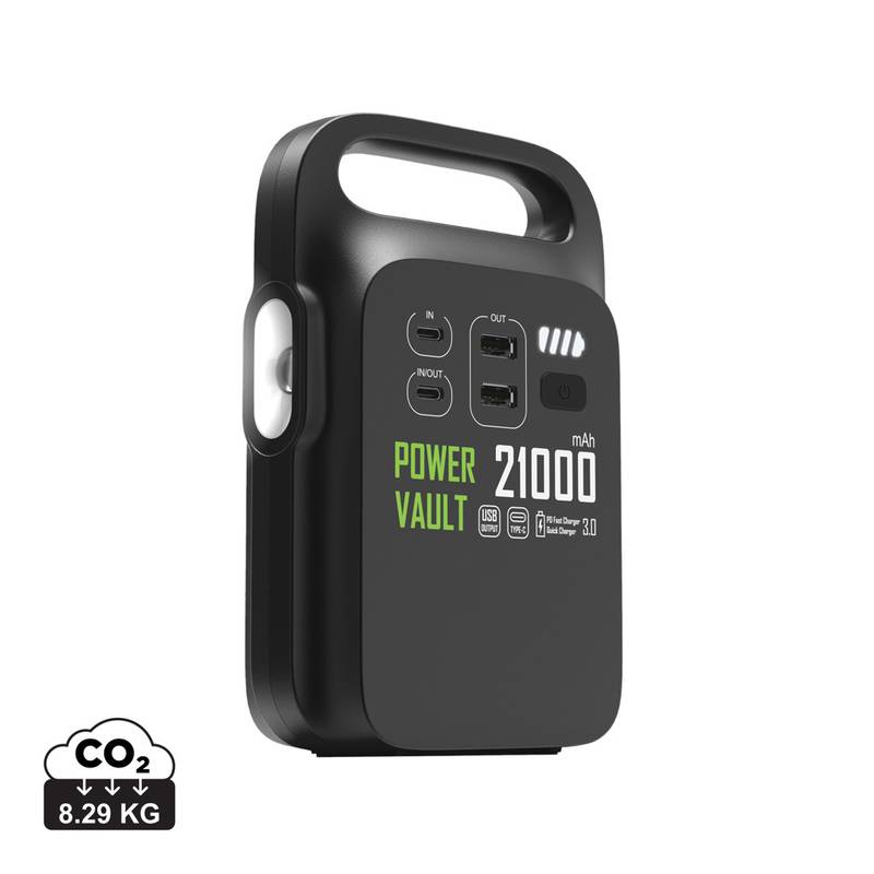 Prenosná nabíjacia stanica Power Vault 21000mAh z RCS RPET, čierna Prenosná nabíjacia stanica Power Vault 21000mAh z RCS RPET, čierna
