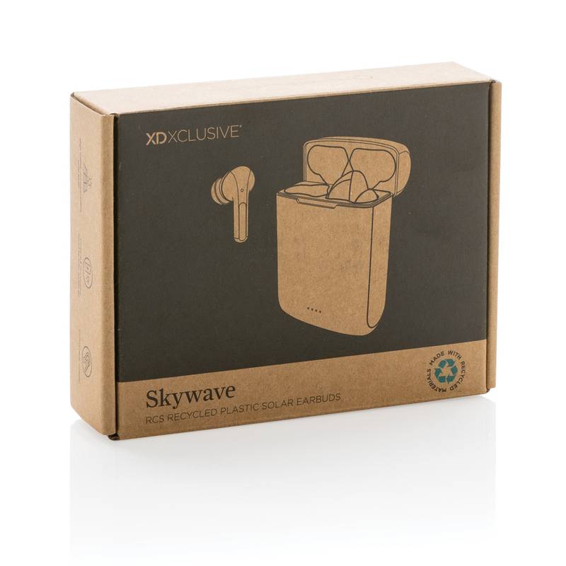 Solárne TWS slúchadlá Skywave z RCS recykl. plastu, čierna Solárne TWS slúchadlá Skywave z RCS recykl. plastu, čierna