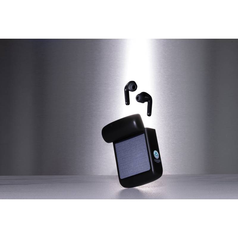 Solárne TWS slúchadlá Skywave z RCS recykl. plastu, čierna Solárne TWS slúchadlá Skywave z RCS recykl. plastu, čierna