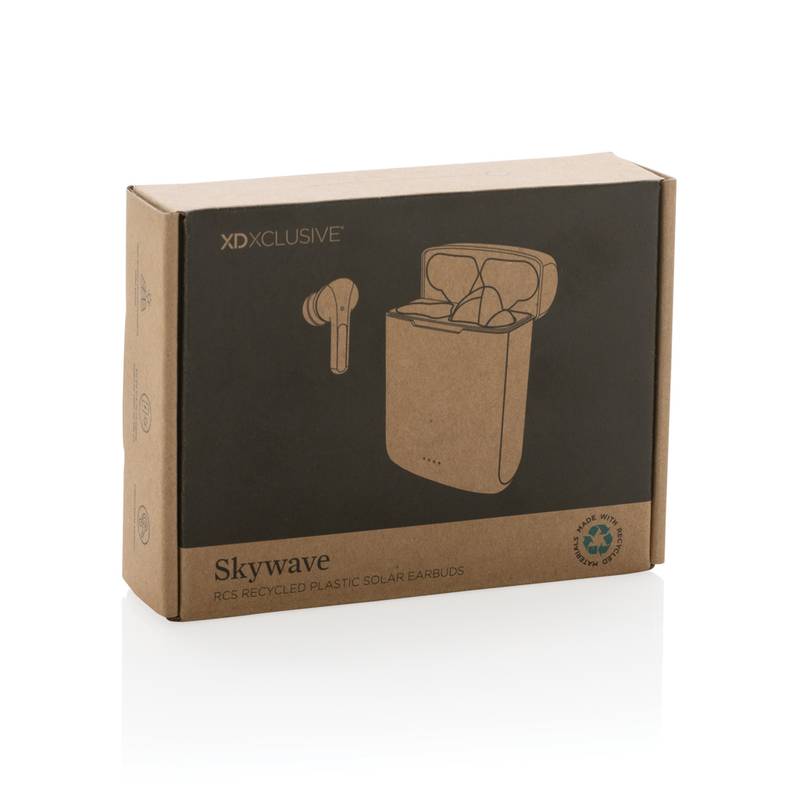 Solárne TWS slúchadlá Skywave z RCS recykl. plastu, čierna Solárne TWS slúchadlá Skywave z RCS recykl. plastu, čierna