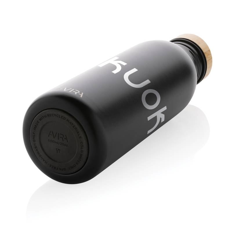 Fľaša na vodu Avira Alcor 600ml z RCS recyklovanej nerezovej ocele, čierna Fľaša na vodu Avira Alcor 600ml z RCS recyklovanej nerezovej ocele, čierna