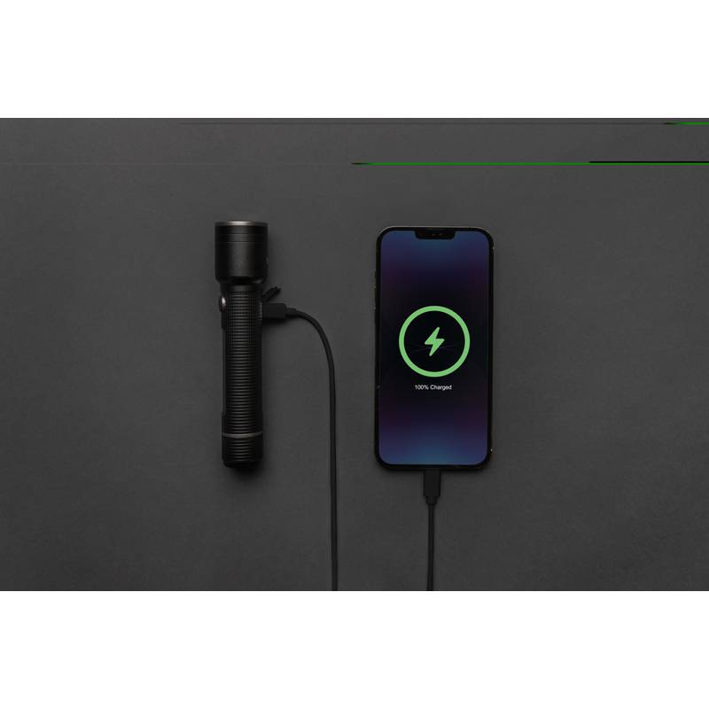 Velké USB svítidlo Gear X z RCS recykl. hliníku, černá Velké USB svítidlo Gear X z RCS recykl. hliníku, černá