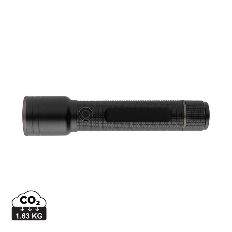 Velké USB svítidlo Gear X z RCS recykl. hliníku, černá Velké USB svítidlo Gear X z RCS recykl. hliníku, černá