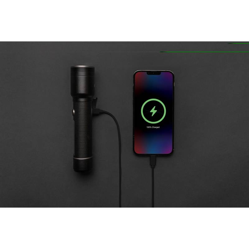 Profesionální USB svítidlo Gear X z RCS recykl. hliníku, černá Profesionální USB svítidlo Gear X z RCS recykl. hliníku, černá