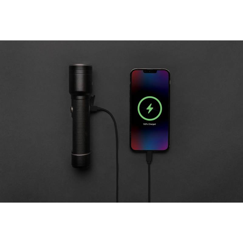 Profesionální USB svítidlo Gear X z RCS recykl. hliníku, černá Profesionální USB svítidlo Gear X z RCS recykl. hliníku, černá