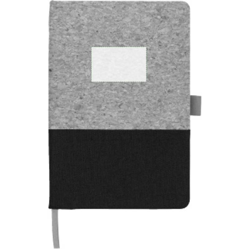 Korkový a bavlněný zápisník Trevor, černá Korkový a bavlněný zápisník Trevor, černá
