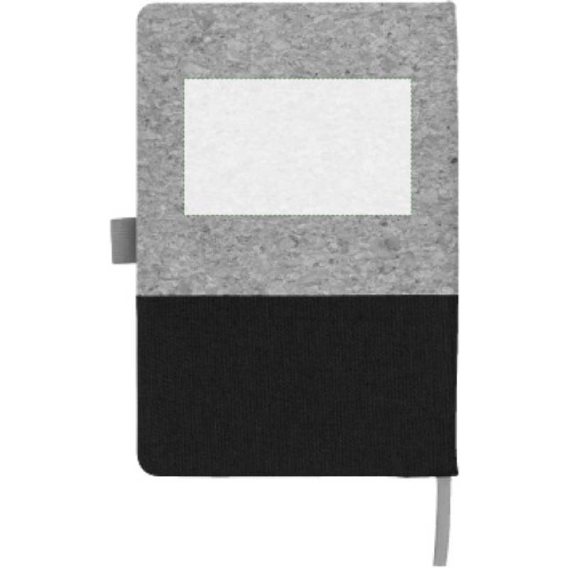 Korkový a bavlněný zápisník Trevor, černá Korkový a bavlněný zápisník Trevor, černá