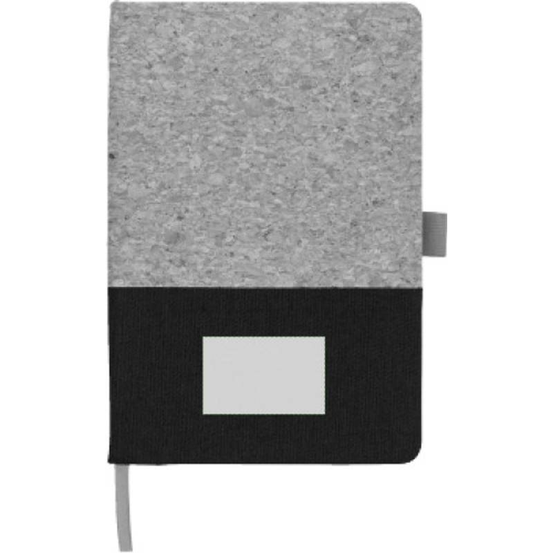 Korkový a bavlněný zápisník Trevor, černá Korkový a bavlněný zápisník Trevor, černá