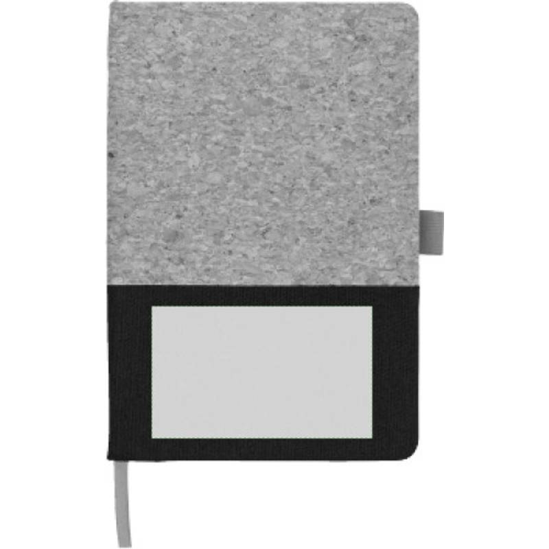 Korkový a bavlněný zápisník Trevor, černá Korkový a bavlněný zápisník Trevor, černá