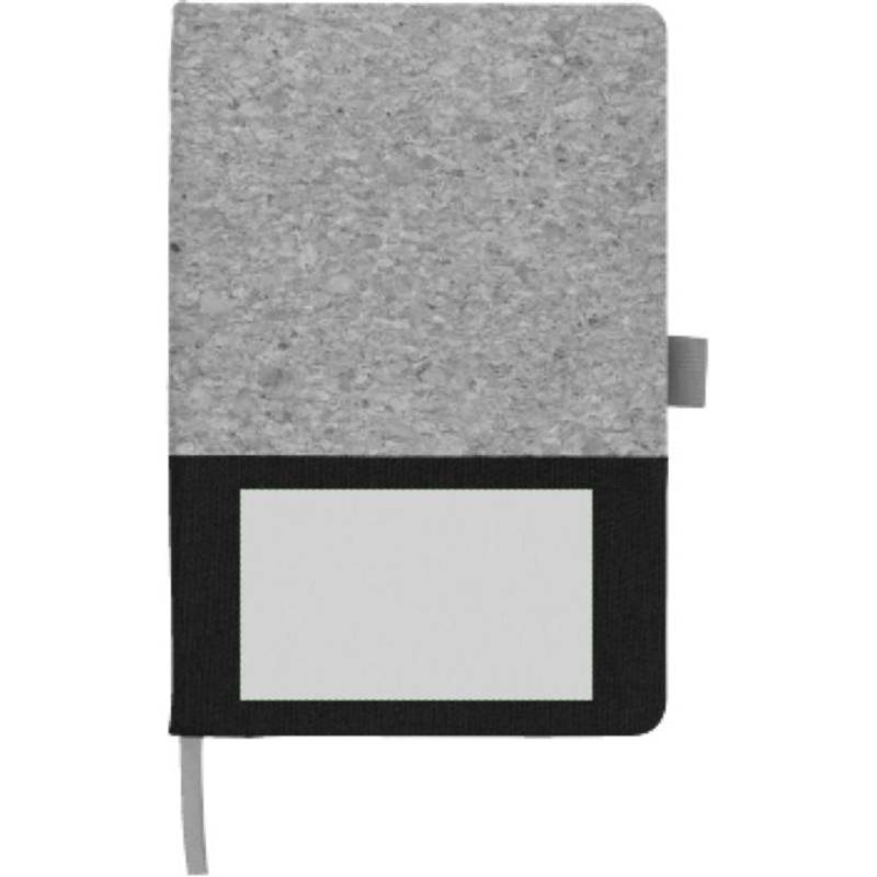 Korkový a bavlněný zápisník Trevor, černá Korkový a bavlněný zápisník Trevor, černá
