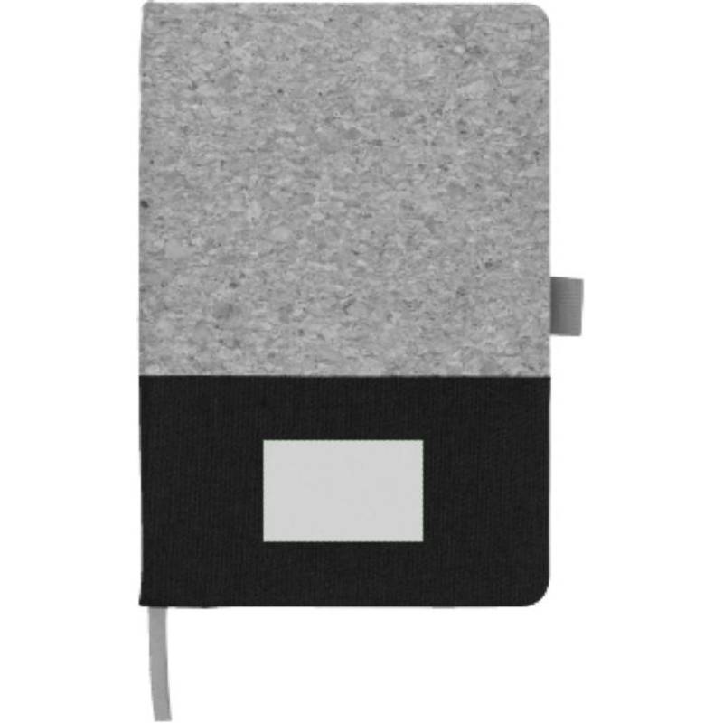 Korkový a bavlněný zápisník Trevor, černá Korkový a bavlněný zápisník Trevor, černá
